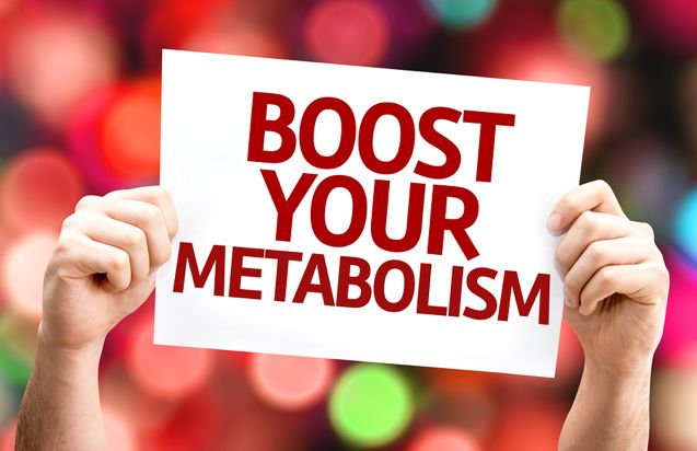 Boost Your Metabolism card with colorful background with defocused lights